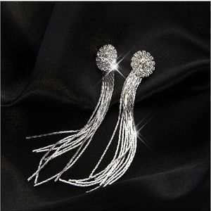 Korean Fashion Jewelry Personality Temperament Crystal Tassel Earrings